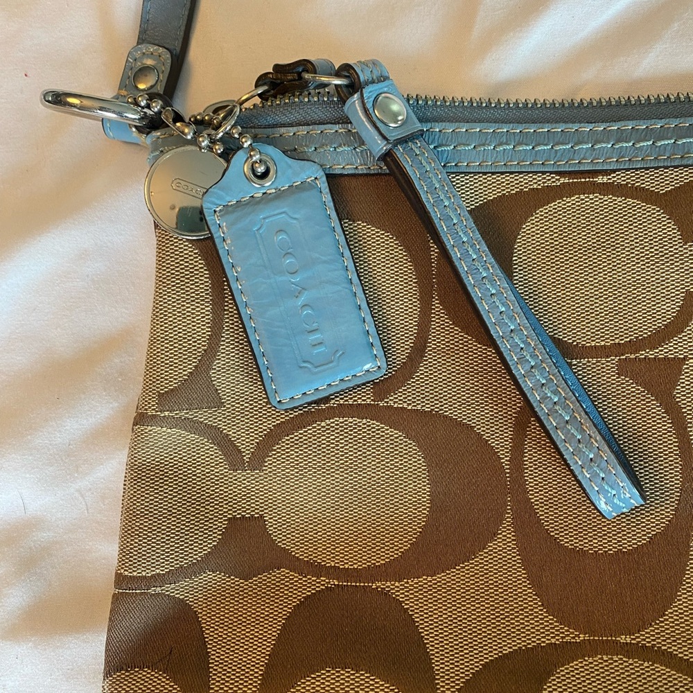 Coach Signature C Brown & Blue Canvas Bag AND Wallet - Picture 3 of 16